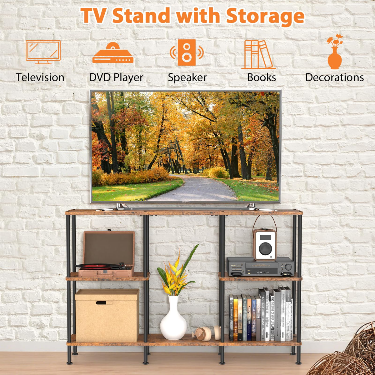Tall 3 Tier TV Stand with Storage M907401