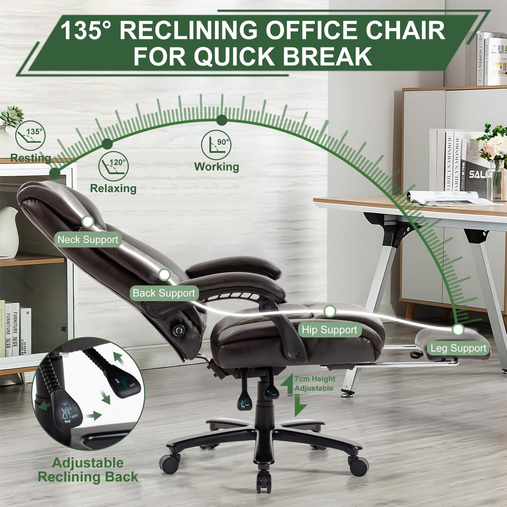 Brown Reclining Executive Office Chair with Footrest X44981
