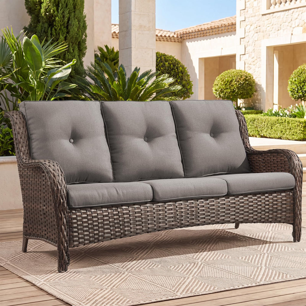 3-Seater PE Wicker Patio Sofa K65597