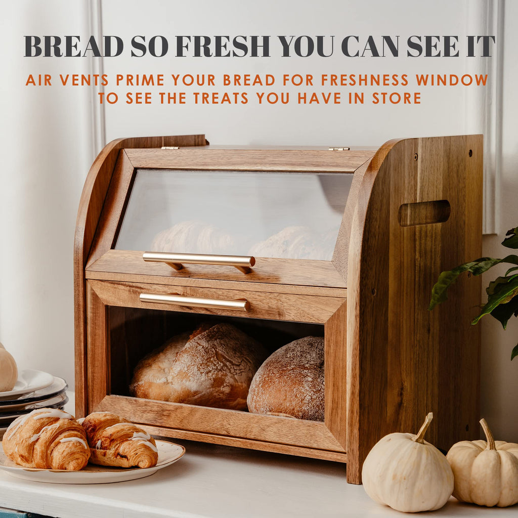 Acacia Wooden Bread Box E4841