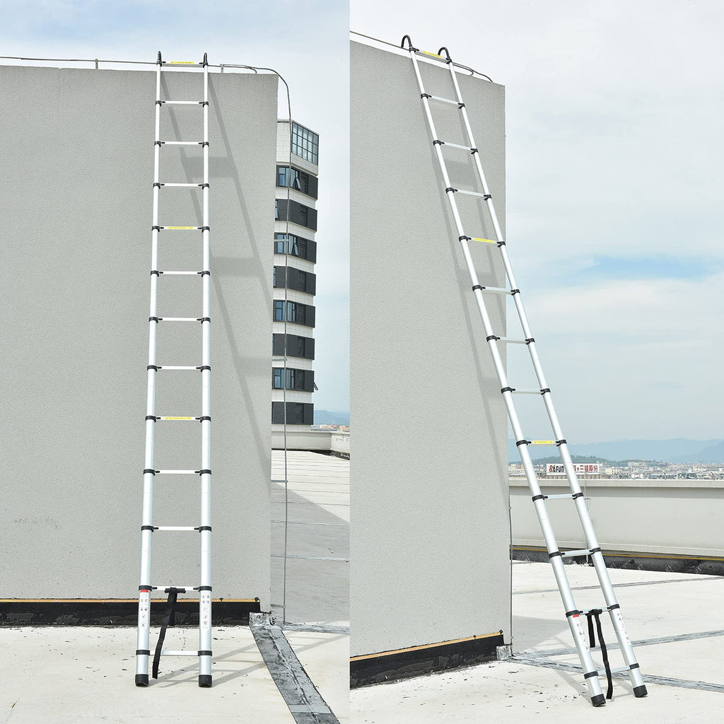 20.5FT Aluminum Telescoping Ladder with 2 Detachable Hooks E7158