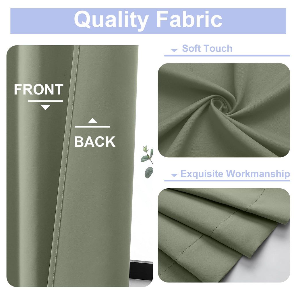 Sage Green Blackout Curtains, 72 Inch, 2 Panels Set Y73672