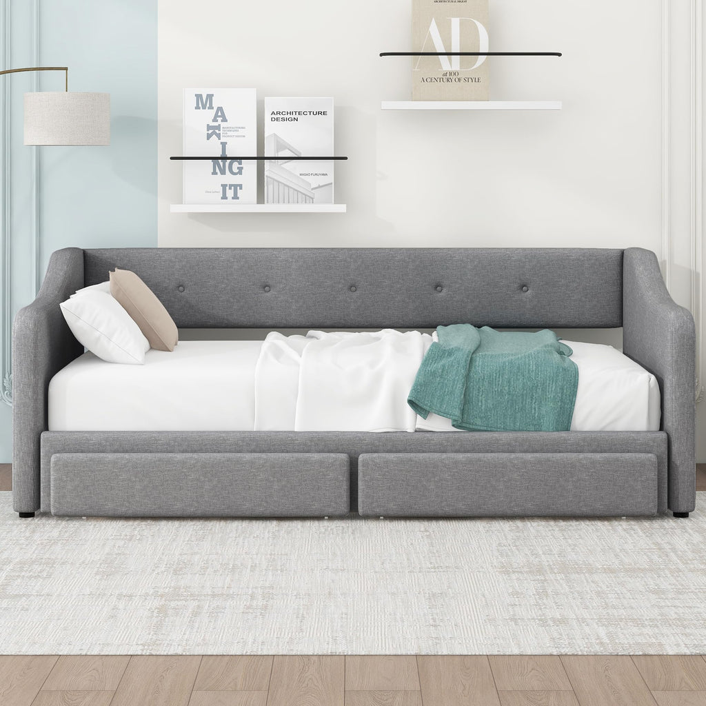 Upholstered Twin XL to King Size Daybed with Pop Up Trundle K36748