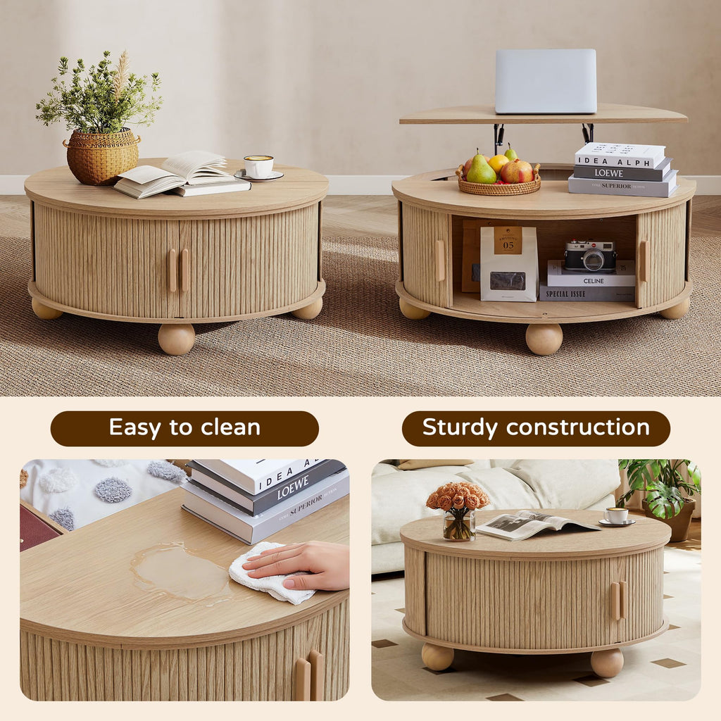 Round Lift Top Coffee Table with Storage S94059