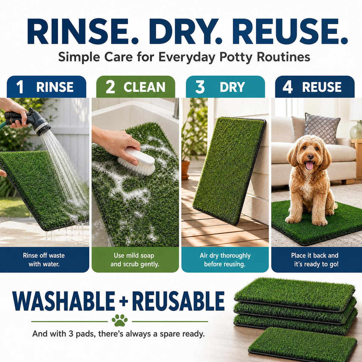 Dog Potty Grass Pads 2 Pack 30 x 20 in Replacement Turf N896