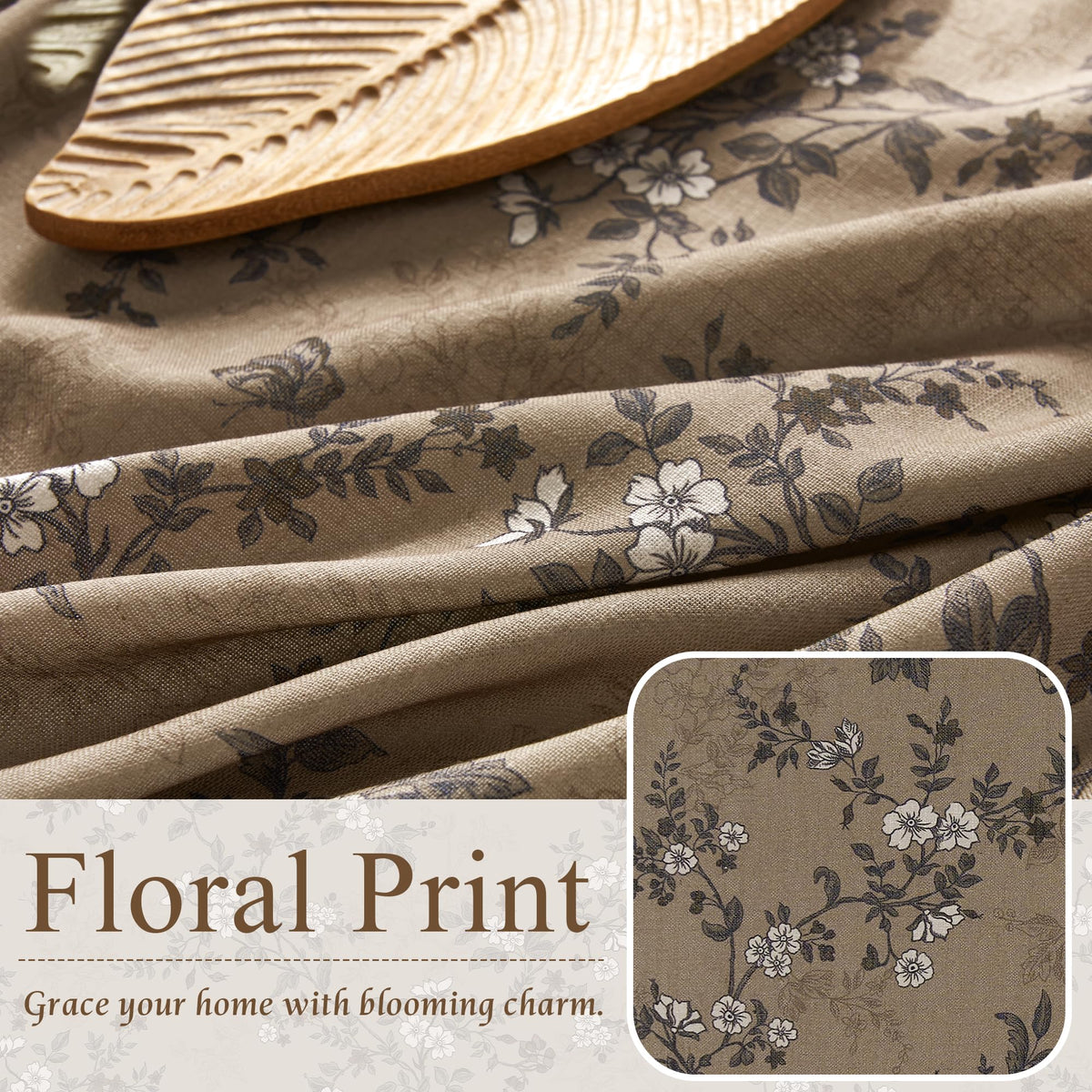 Extra Long Linen Floral Curtains 108 Inches J9882