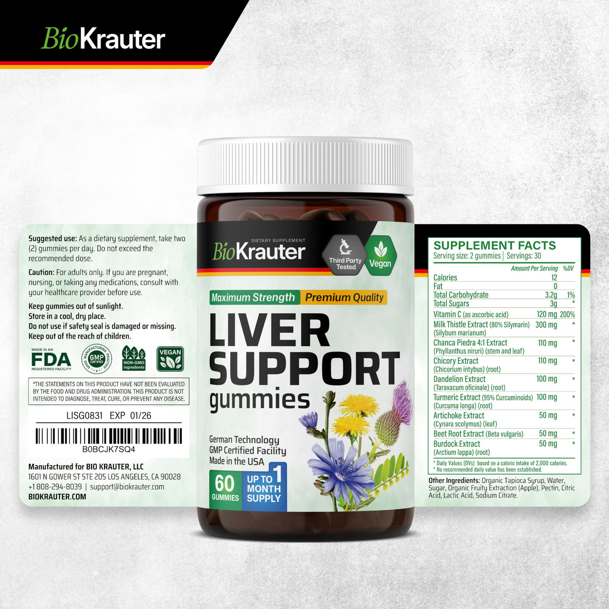 Liver Support 60 Gummies & Liver Detox Tincture 4 Fl. Oz. O361463