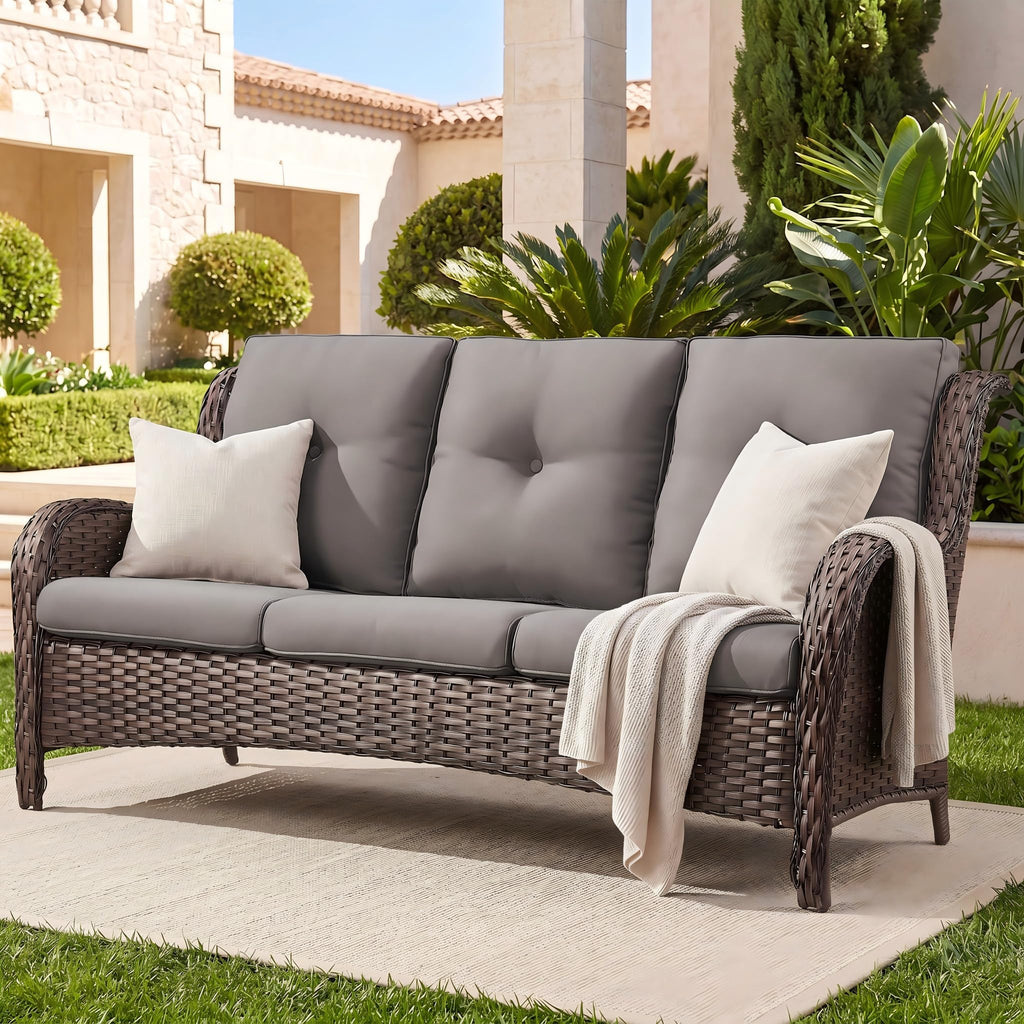3-Seater PE Wicker Patio Sofa K65597
