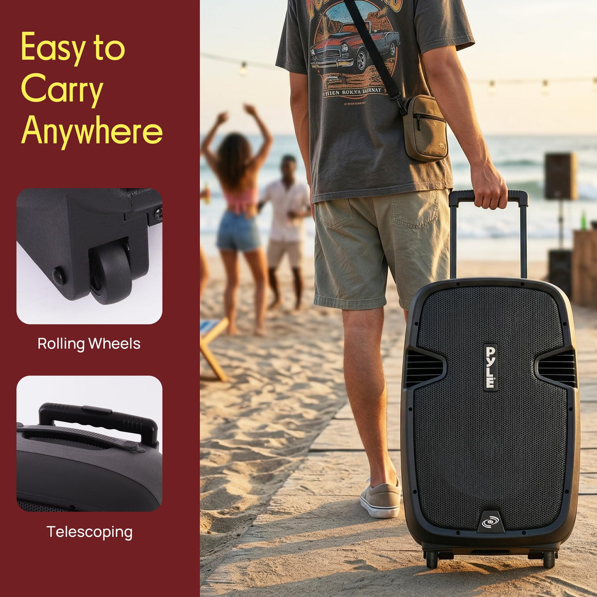 15-Inch Portable PA Speaker System with 2 UHF Microphones V631