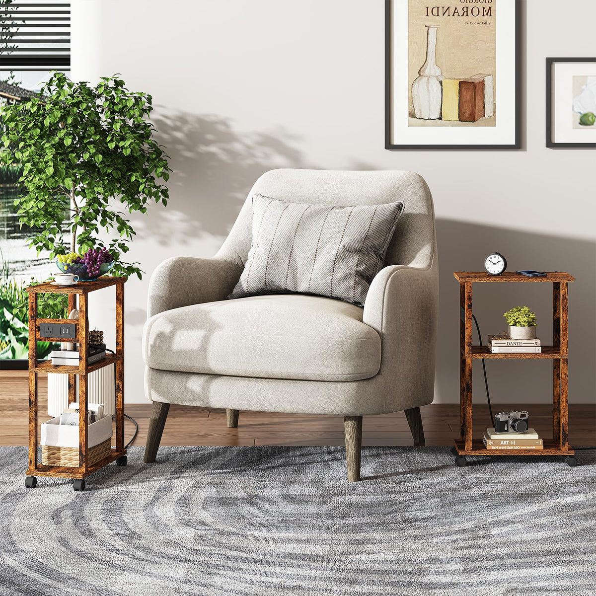 Small Narrow Side Table with Charging Station G51926