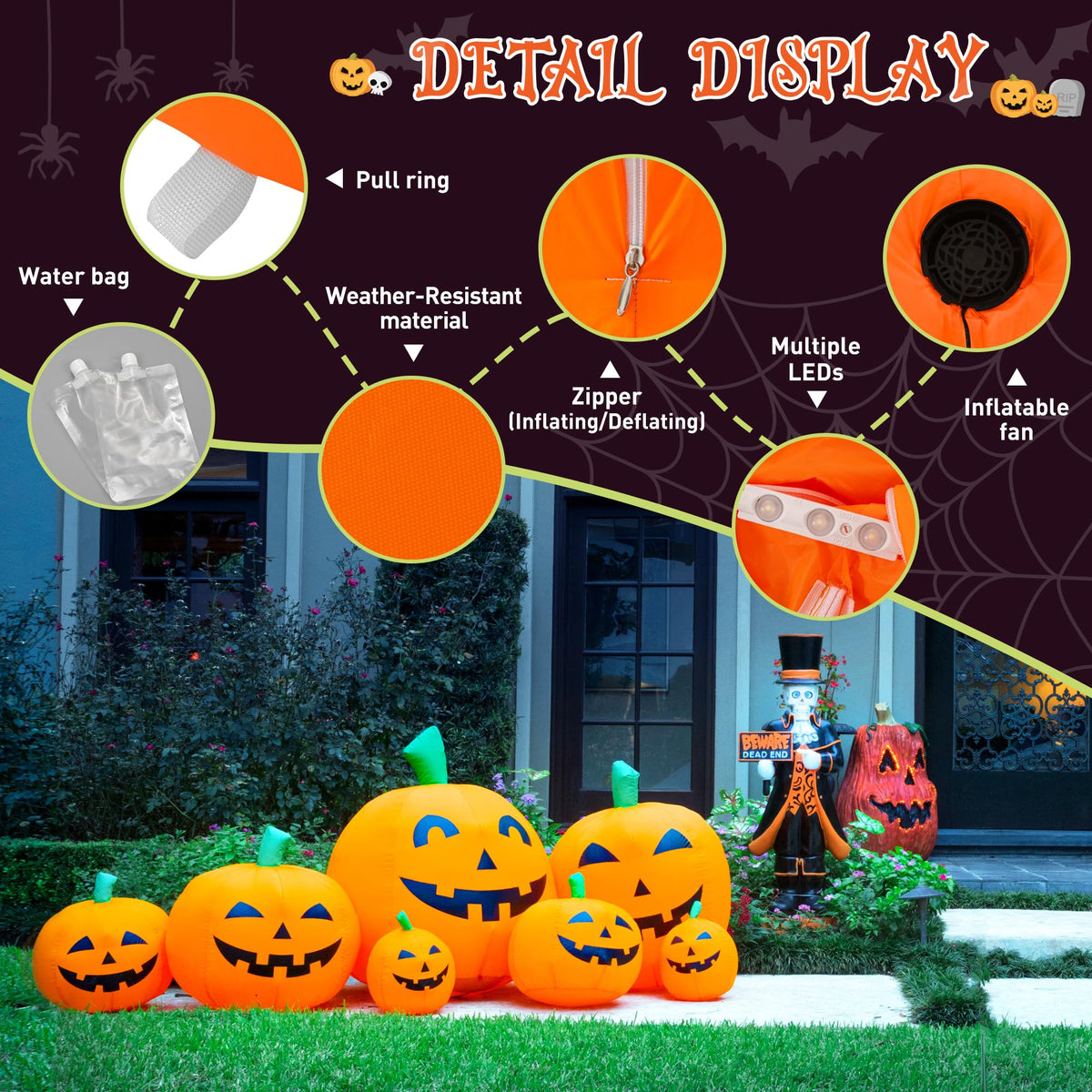 7.5FT Halloween Inflatables Outdoor Decorations Pumpkin B844
