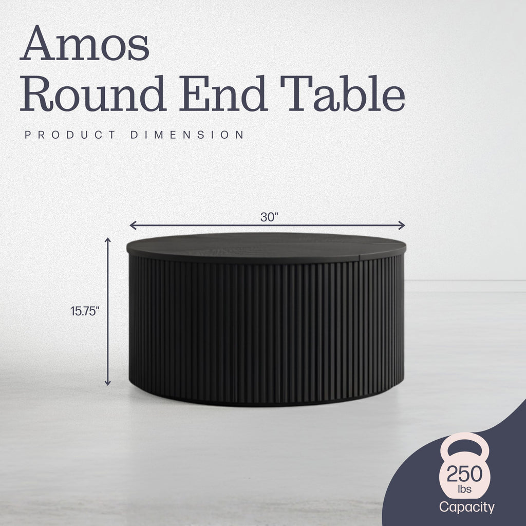Black Fluted Round Coffee Table T203