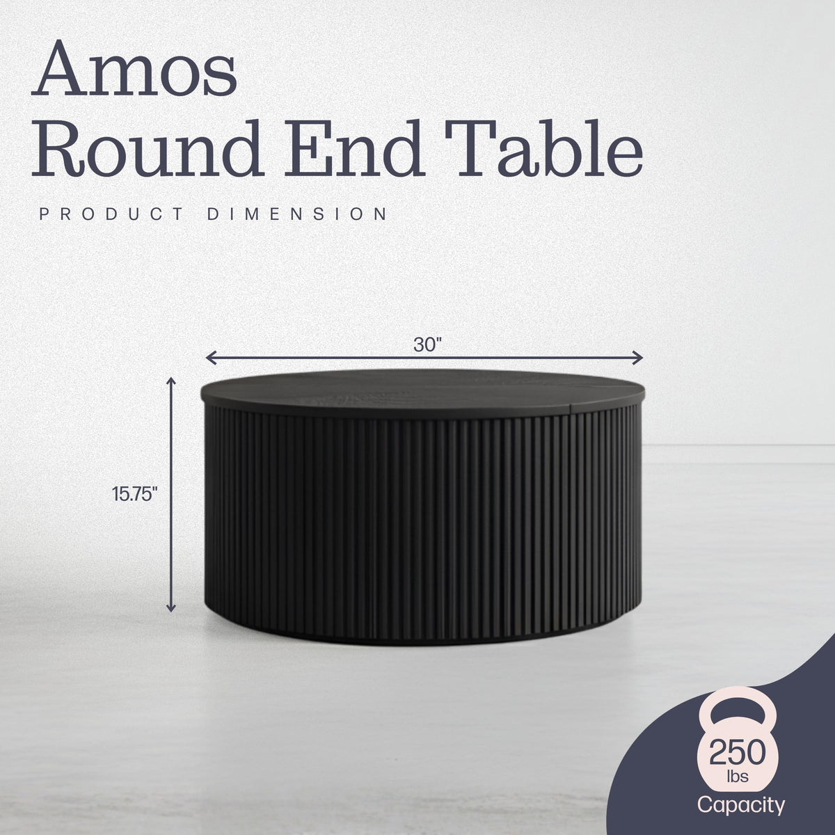 Black Fluted Round Coffee Table T203