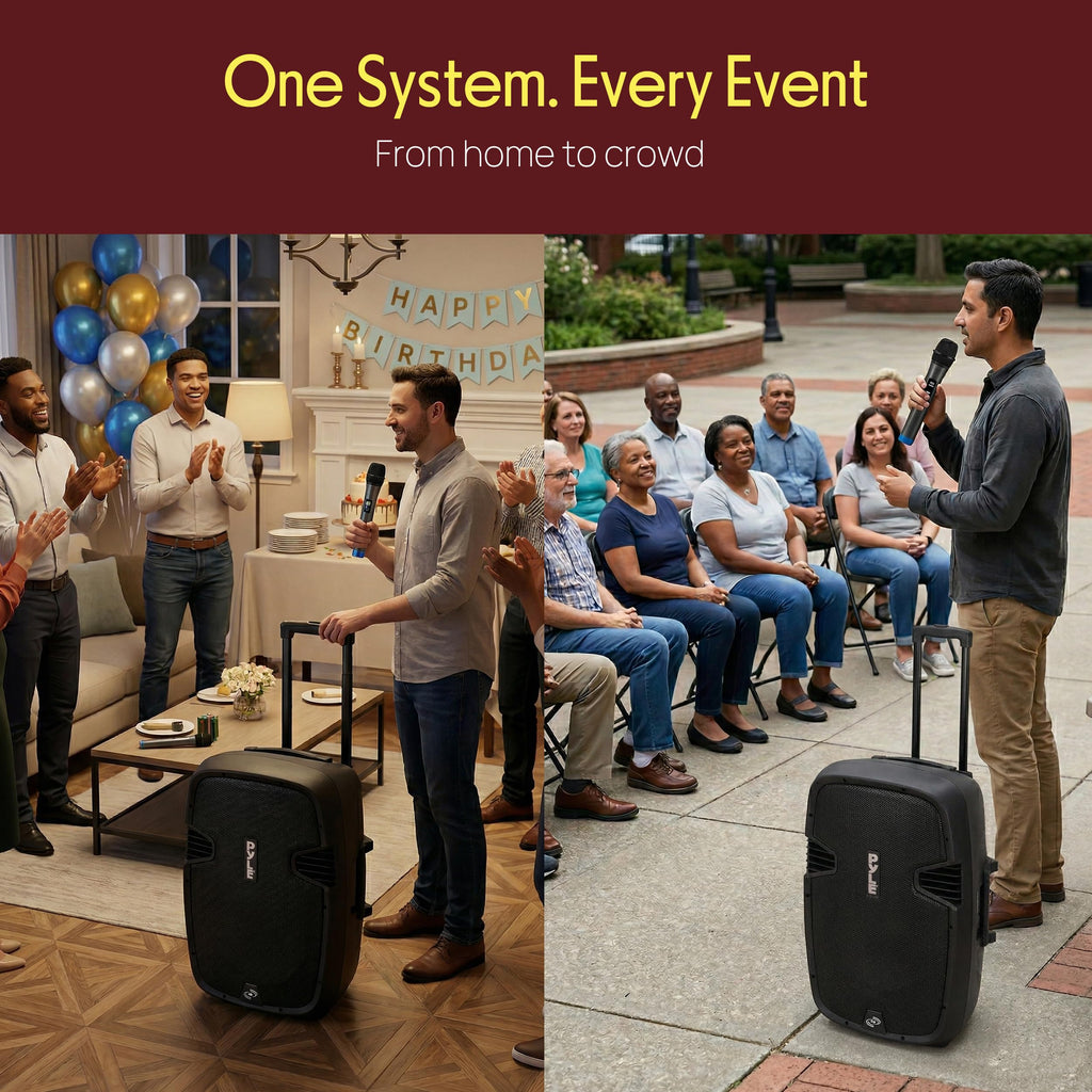 15-Inch Portable PA Speaker System with 2 UHF Microphones V631